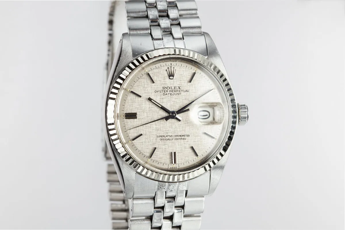 1971 Rolex DateJust 1601 Linen Dial with Box and Papers