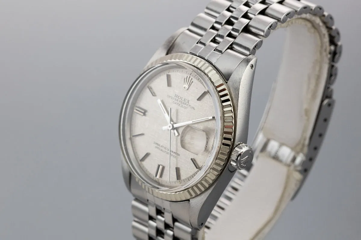 1971 Rolex DateJust 1601 Linen Dial with Box and Papers
