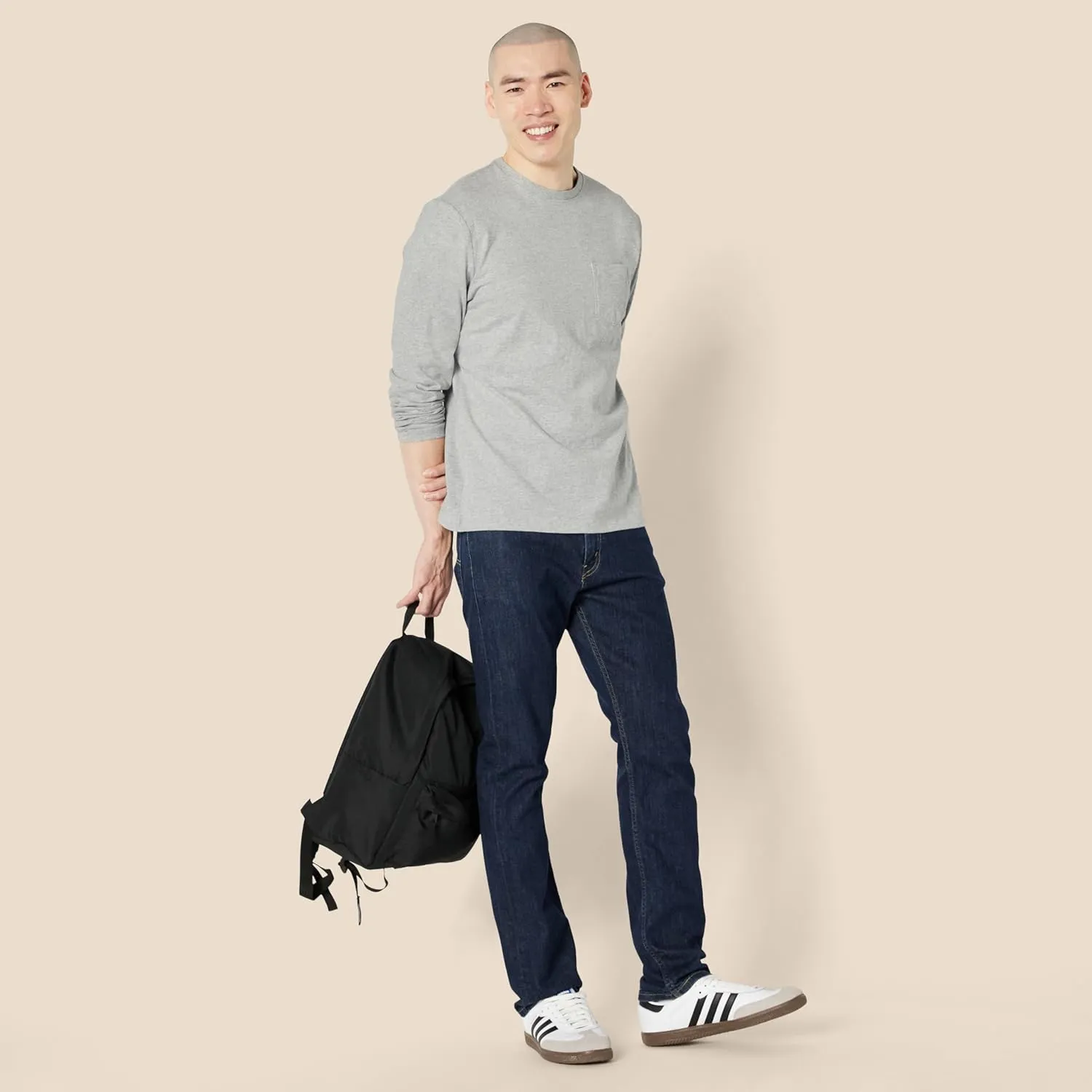 Amazon Essentials Men's Regular-Fit Crewneck T-Shirts, Long-Sleeve