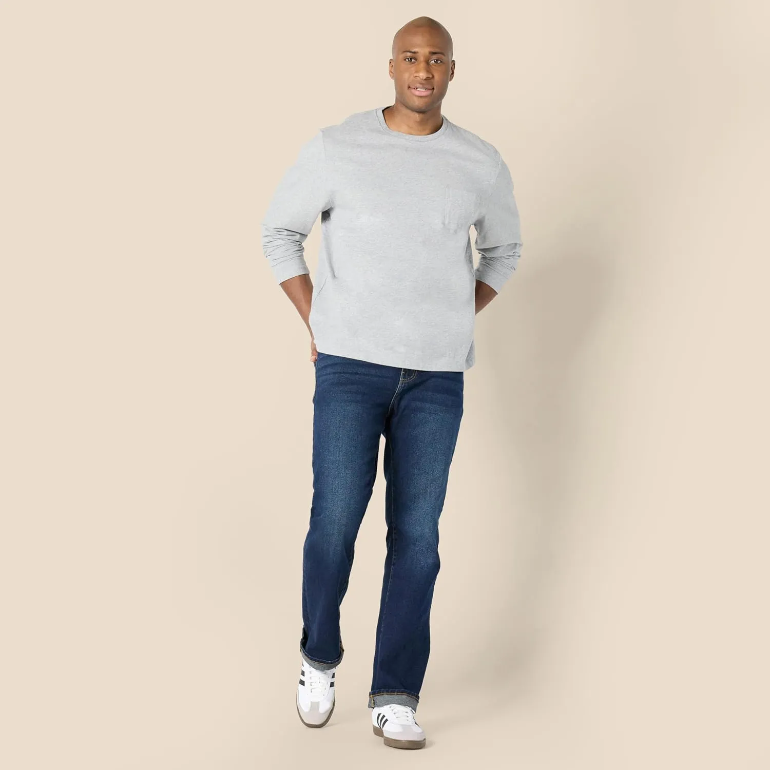 Amazon Essentials Men's Regular-Fit Crewneck T-Shirts, Long-Sleeve