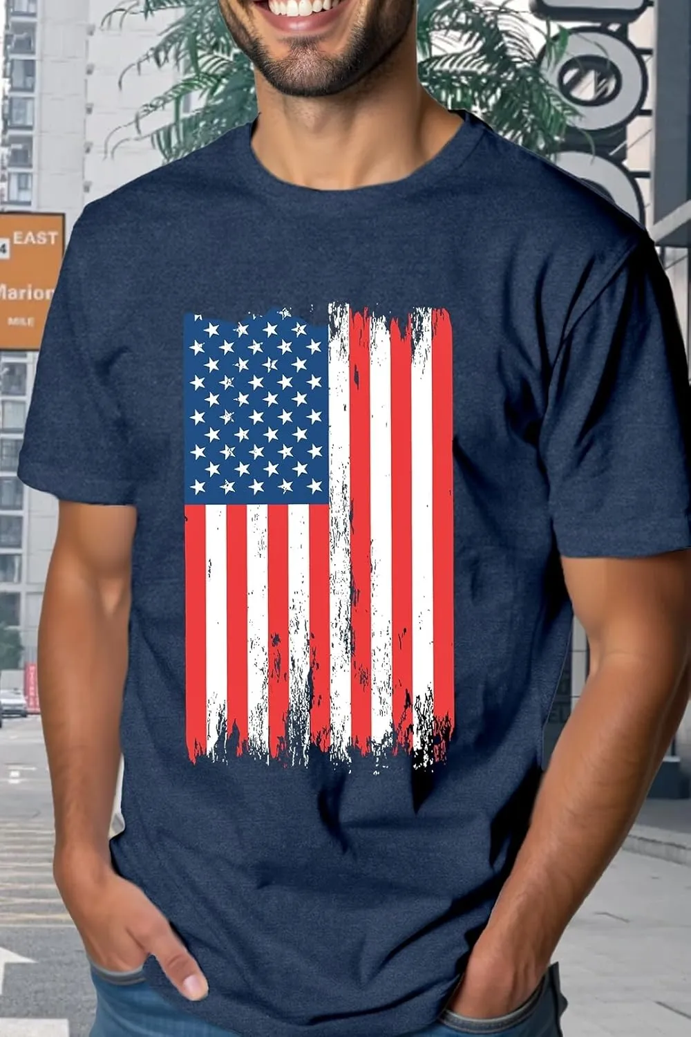 American Flag Shirts for Men USA 4th of July T-Shirt Memorial Day Patriotic Tee Tops