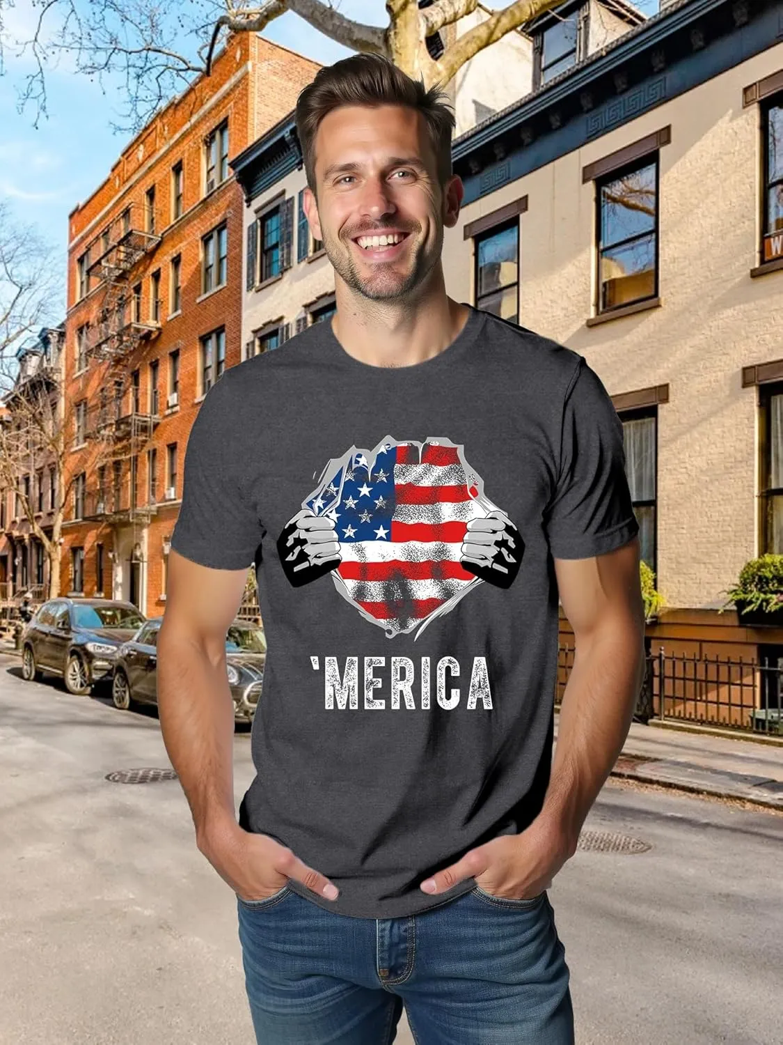 American Flag Shirts for Men USA 4th of July T-Shirt Memorial Day Patriotic Tee Tops