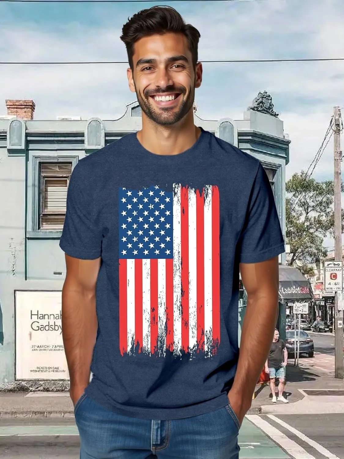 American Flag Shirts for Men USA 4th of July T-Shirt Memorial Day Patriotic Tee Tops