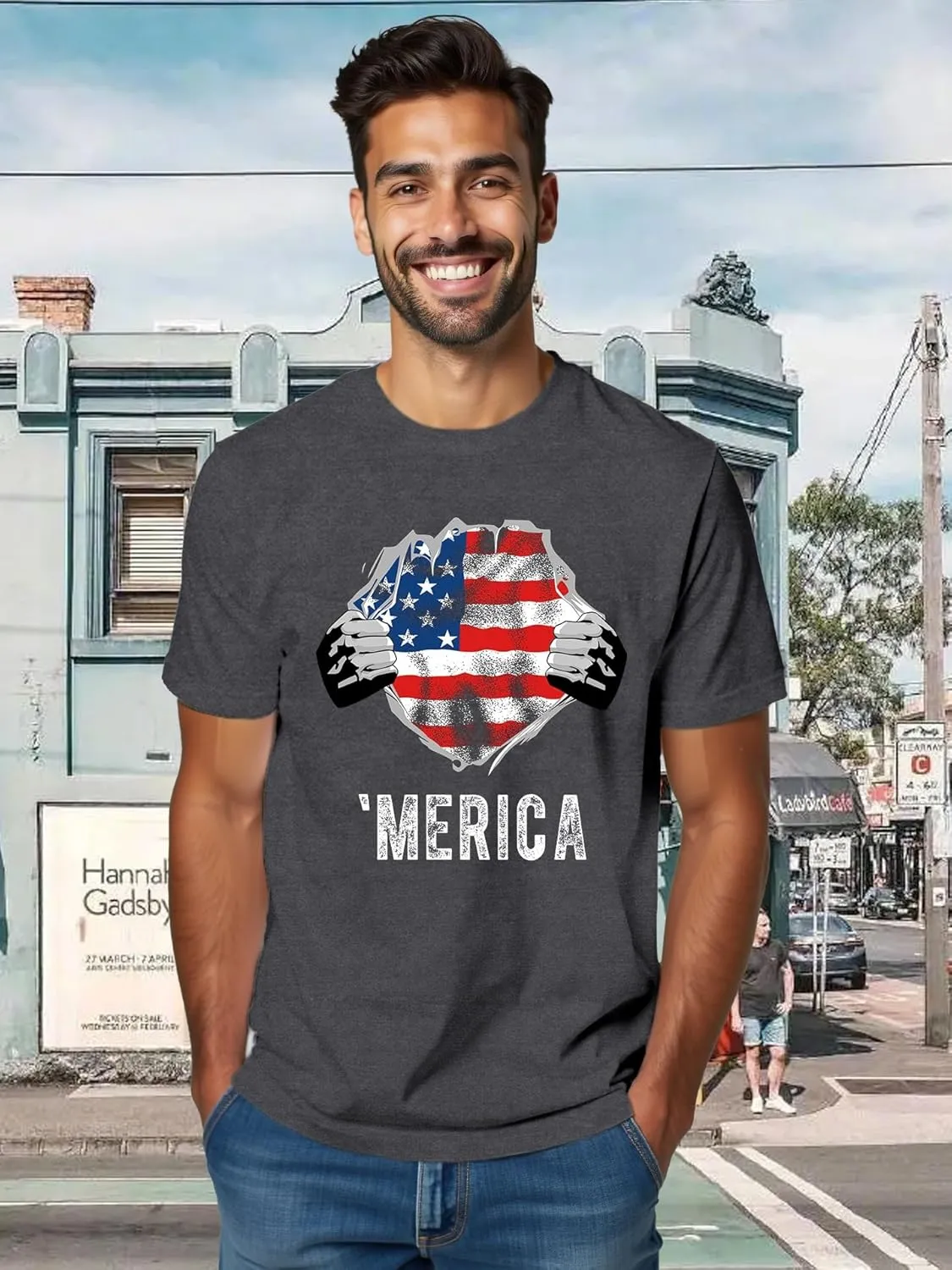 American Flag Shirts for Men USA 4th of July T-Shirt Memorial Day Patriotic Tee Tops