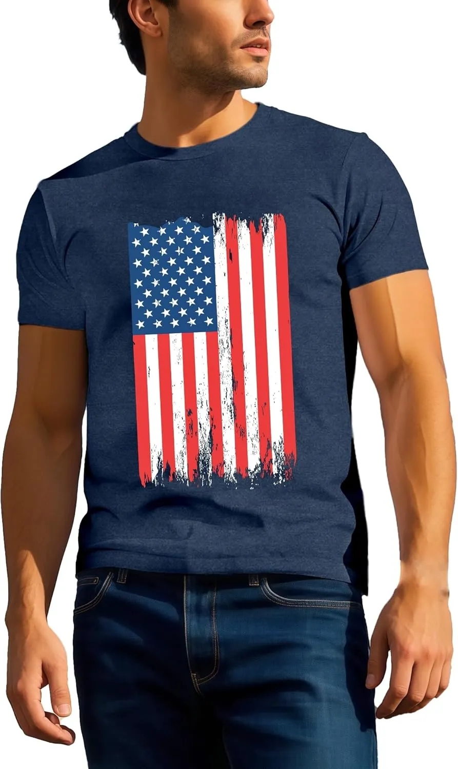American Flag Shirts for Men USA 4th of July T-Shirt Memorial Day Patriotic Tee Tops