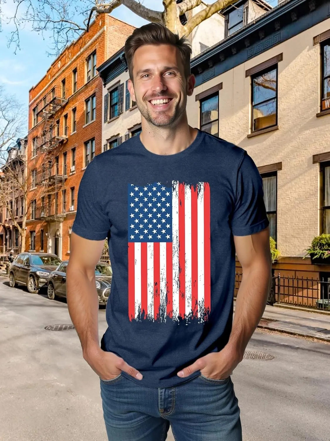 American Flag Shirts for Men USA 4th of July T-Shirt Memorial Day Patriotic Tee Tops