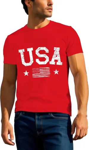American Flag Shirts for Men USA 4th of July T-Shirt Memorial Day Patriotic Tee Tops