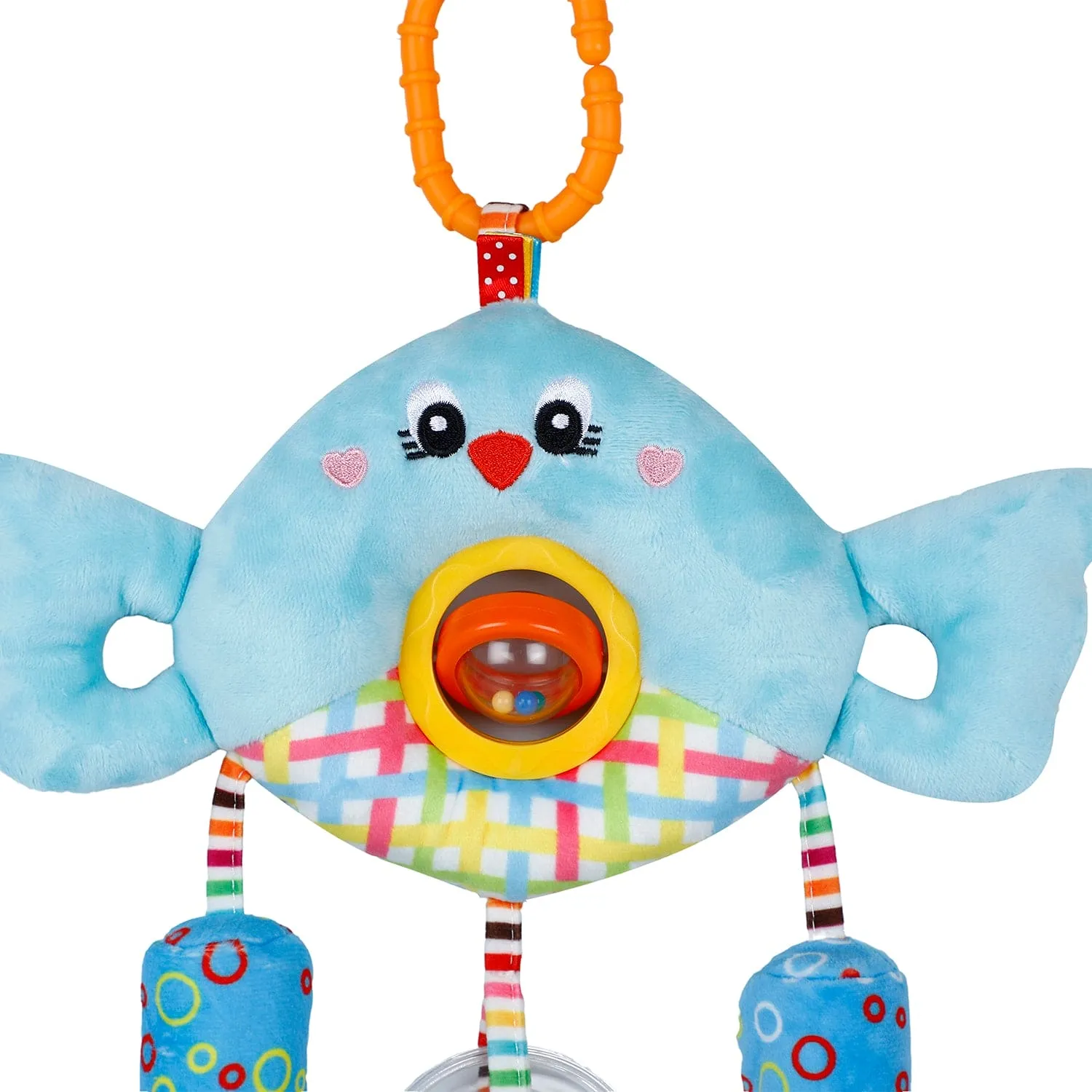 Baby Moo Sunny And Cloudy Wind Chime With Squeaker Hanging Toy With Teether - Blue