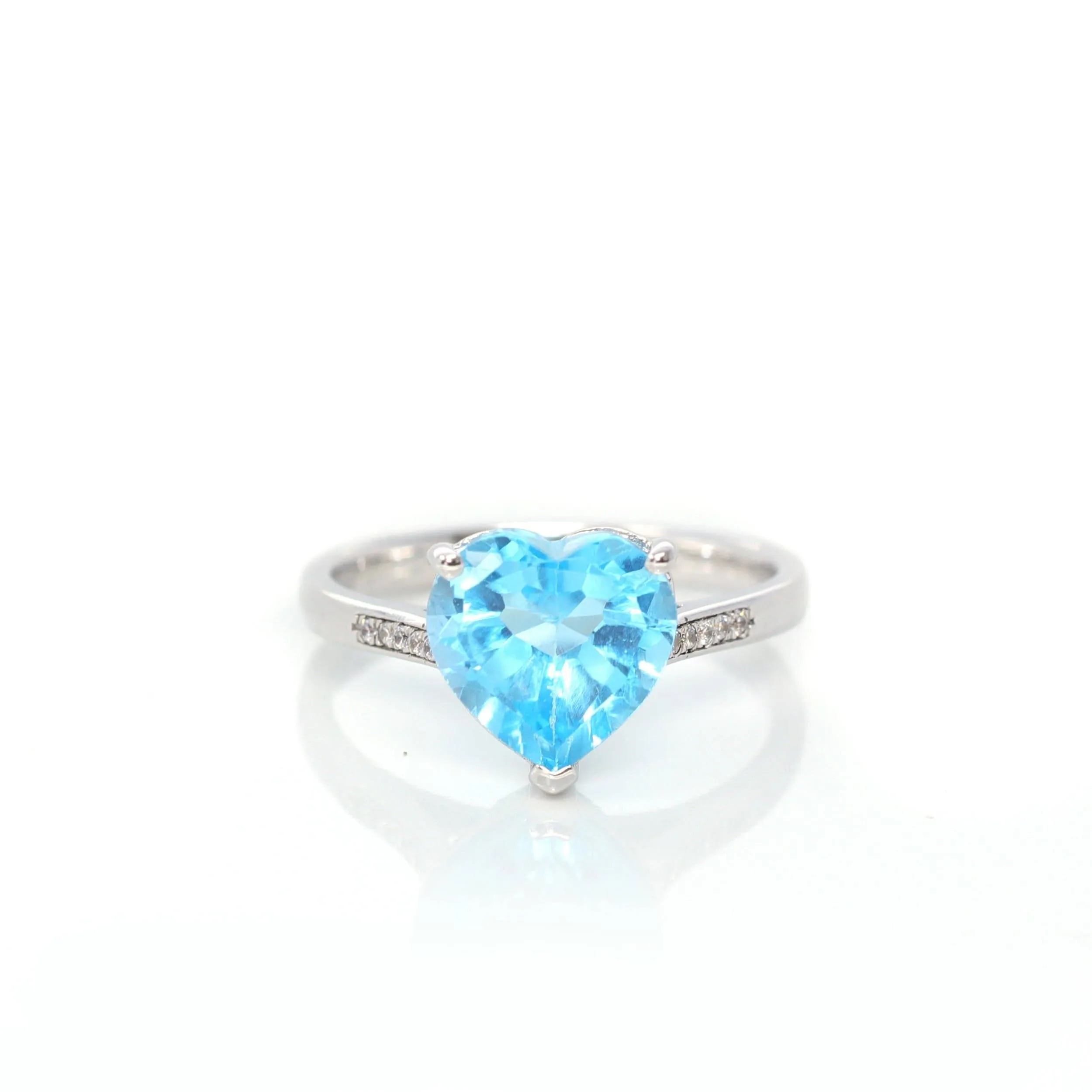 Baikalla™ Sterling Silver Sky Blue Topaz Love Heart Ring