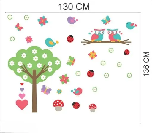 Best Stuff - Beautiful Blossom Tree with Birds Wall Sticker for Kids Room Home Decor (136 cm x 130 cm)- Code BC 09