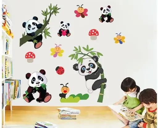 Best Stuff Beautiful Panda Set Wall Sticker for Kids Room- Code BB 26
