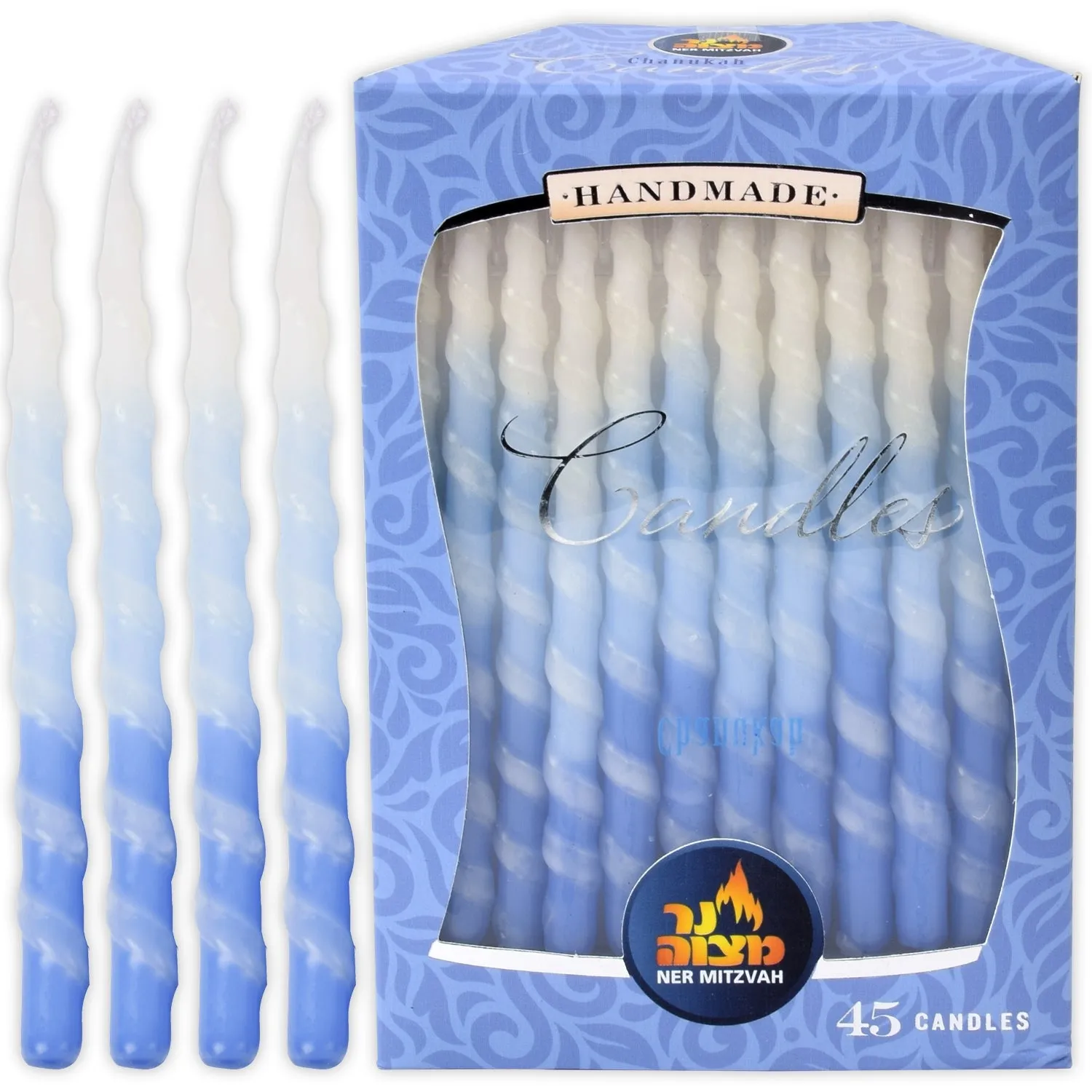 Blue And White Spiral Hanukkah Candles