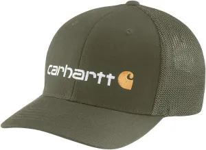 Carhartt Men's Rugged Flex Fitted Canvas Mesh-Back Logo Graphic Cap