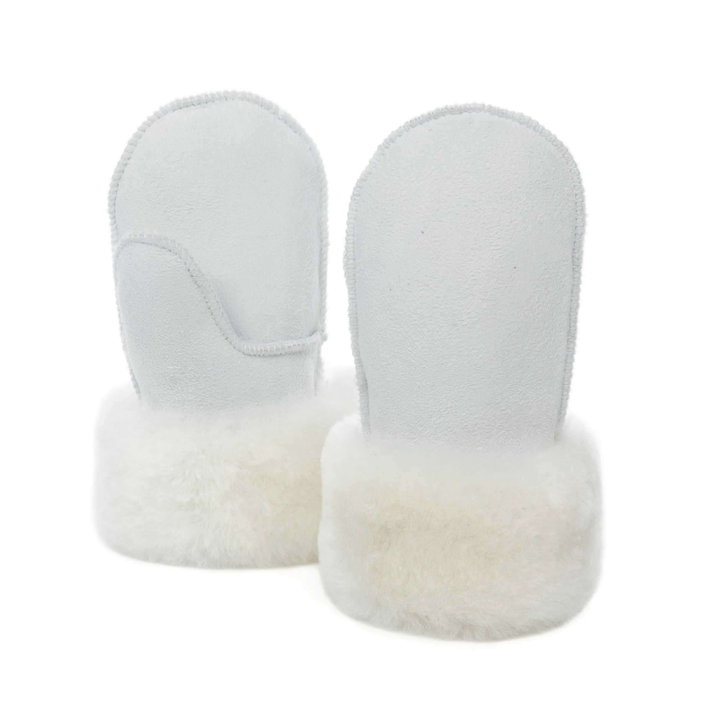 Children's Sheepskin Suede Mittens - White