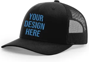 Custom Trucker Caps for Men & Women, Customize Your Own Cap, Text & Logo, Adjustable Cap Black