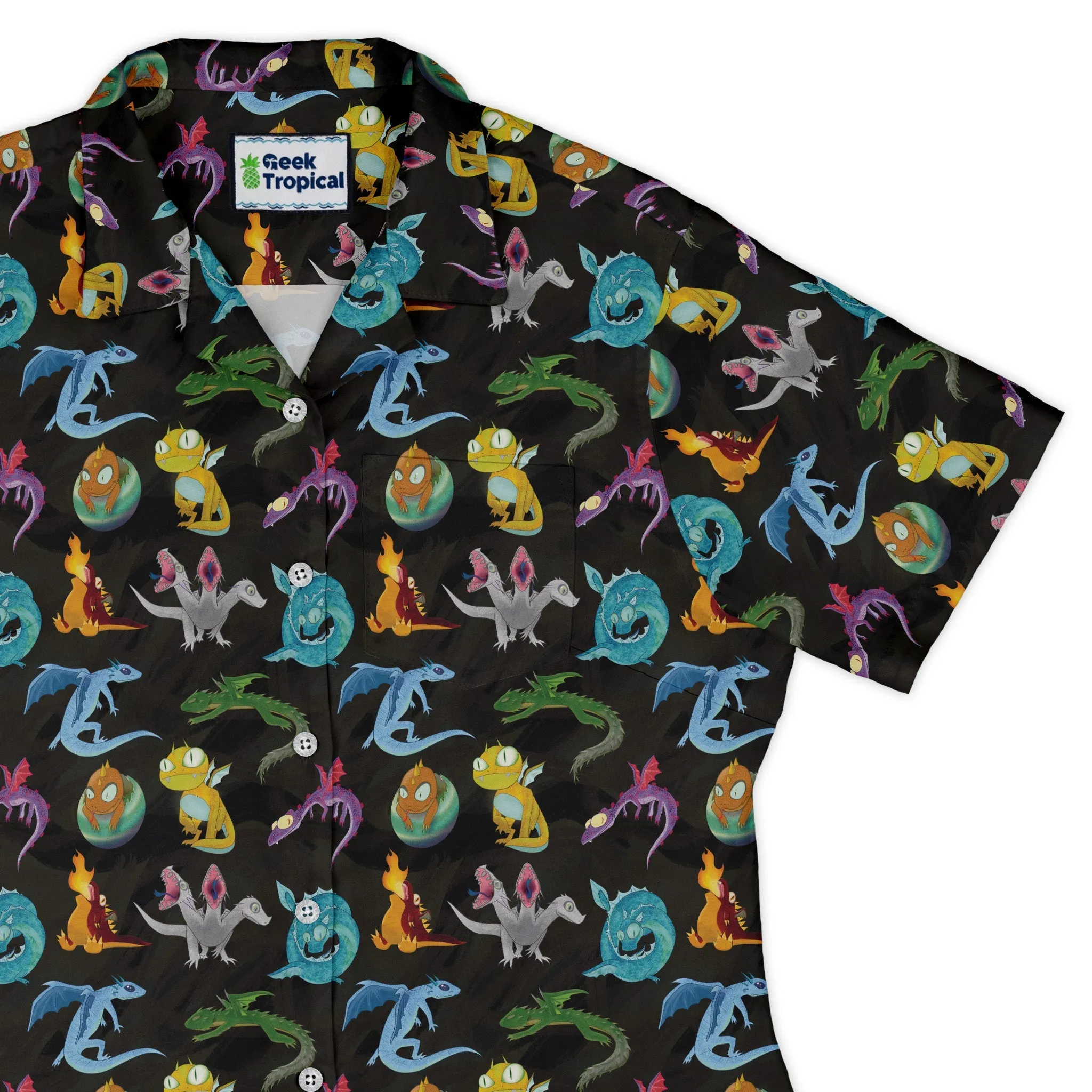 Cute Baby Dragons Curvy Button Up Shirt