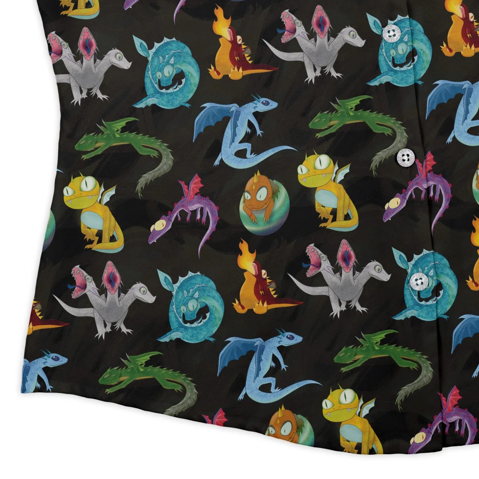 Cute Baby Dragons Curvy Button Up Shirt