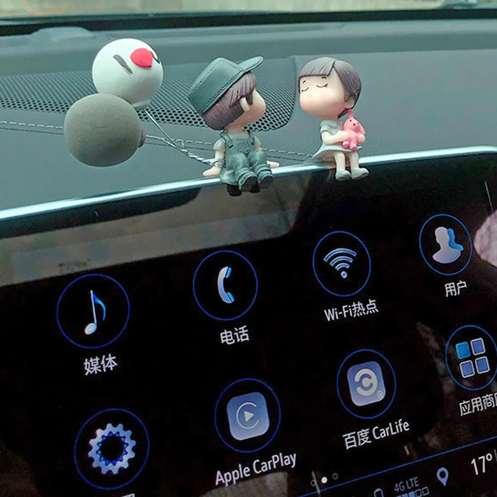 Cute Cartoon Couples Car Decoration Accessories, 4 PCS Romantic Figurines, Balloon Lovers Anime, Home Desk Ornament