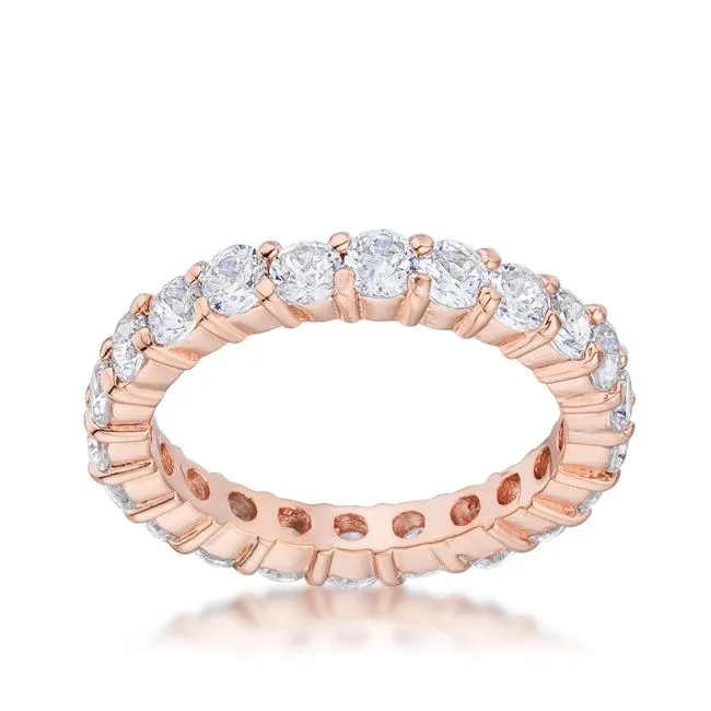 Elizabeth Clear Eternity Stackable Rose Gold Ring | 4ct
