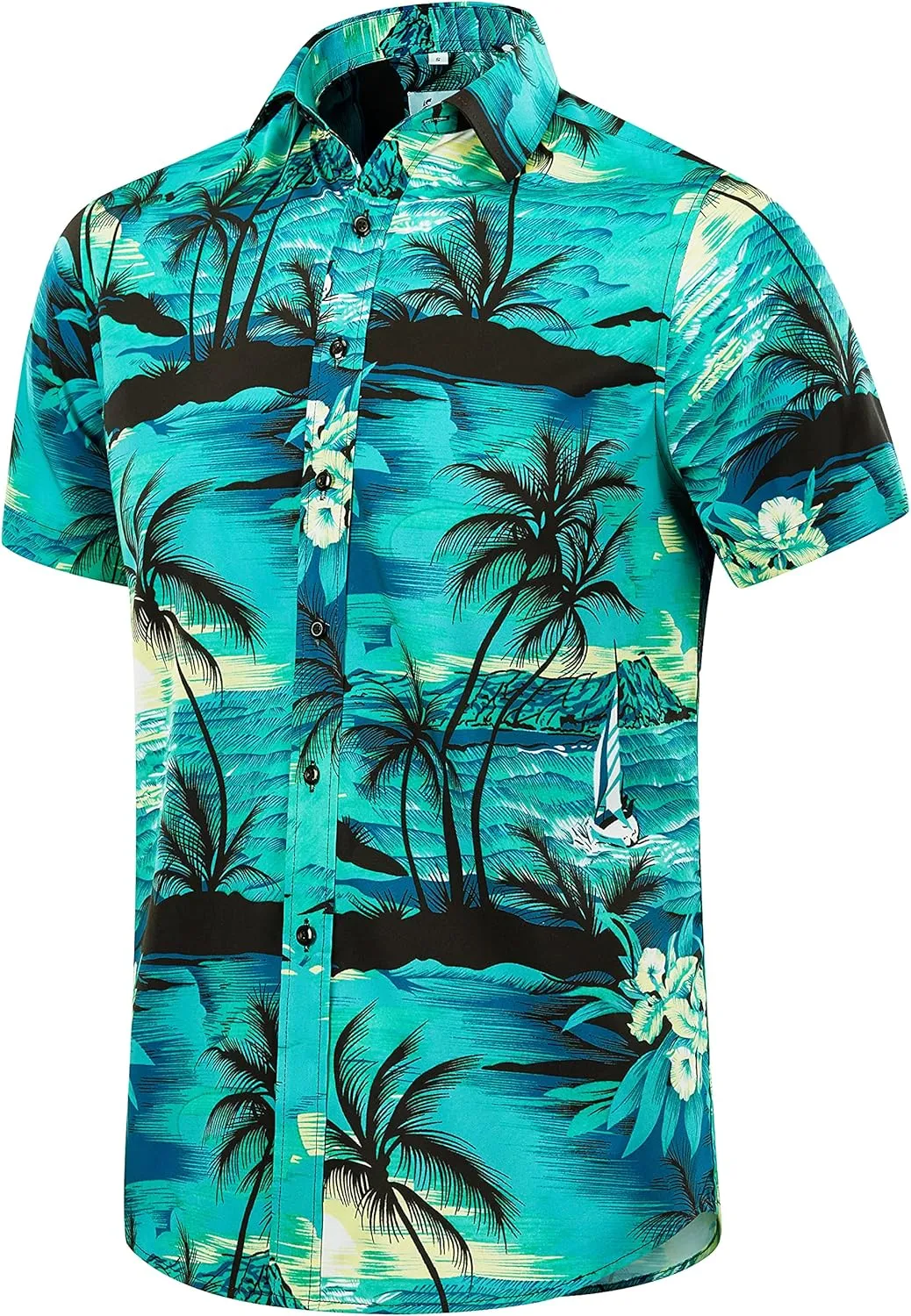 EUOW Men's Hawaiian Shirt Short Sleeve Printed Button Down Summer Beach Dress Shirts
