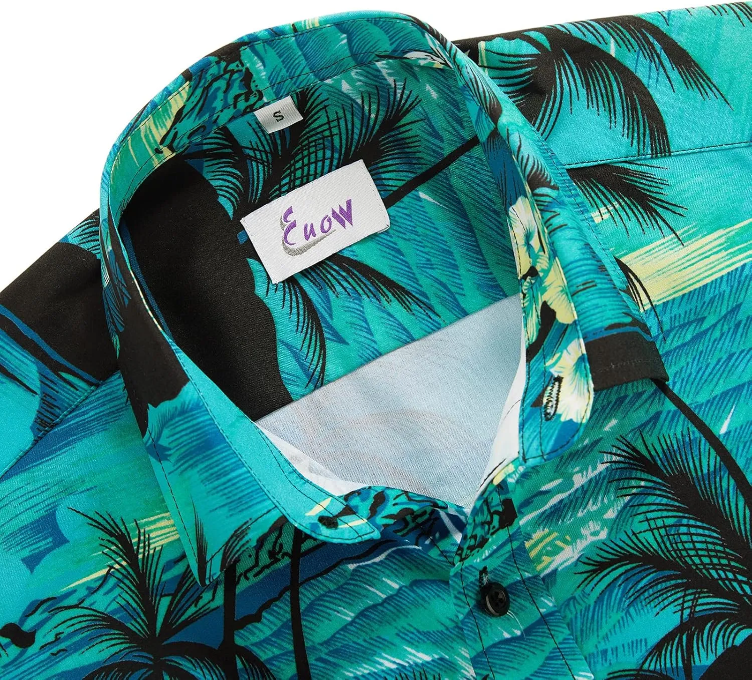 EUOW Men's Hawaiian Shirt Short Sleeve Printed Button Down Summer Beach Dress Shirts