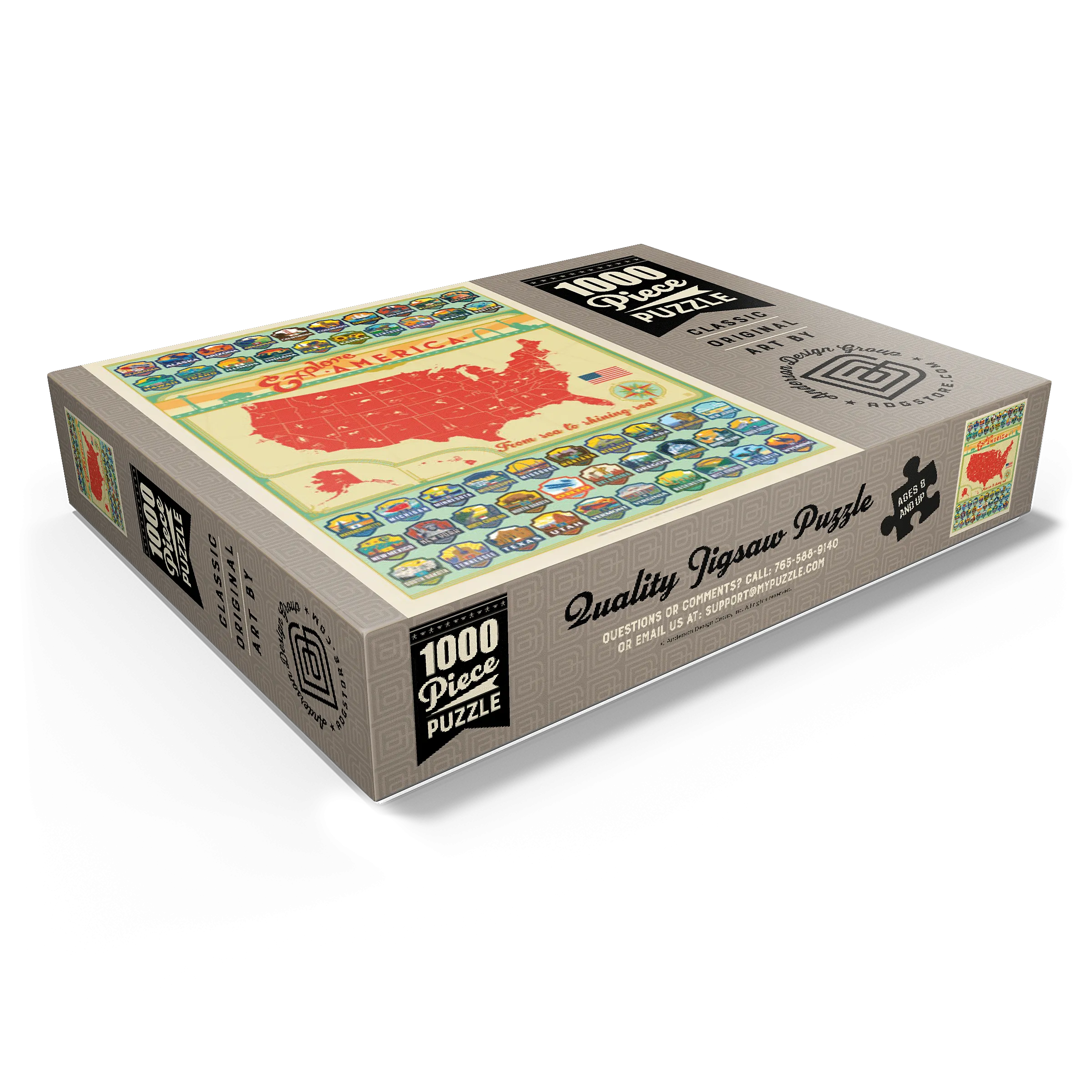 Explore America Map: 50 State Emblems, State Pride Vintage Poster