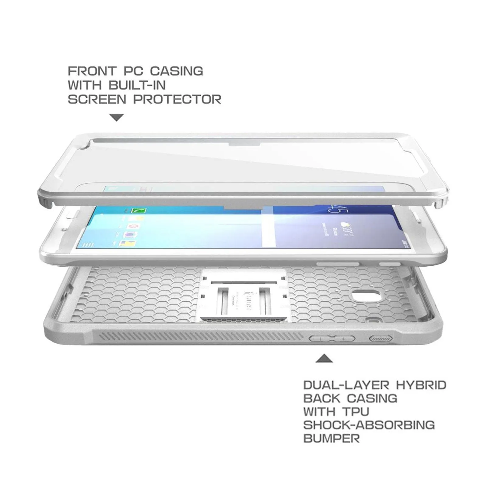Galaxy Tab E 8.0 inch (2016) Unicorn Beetle Pro Rugged Case with Built-in Screen Protector-White