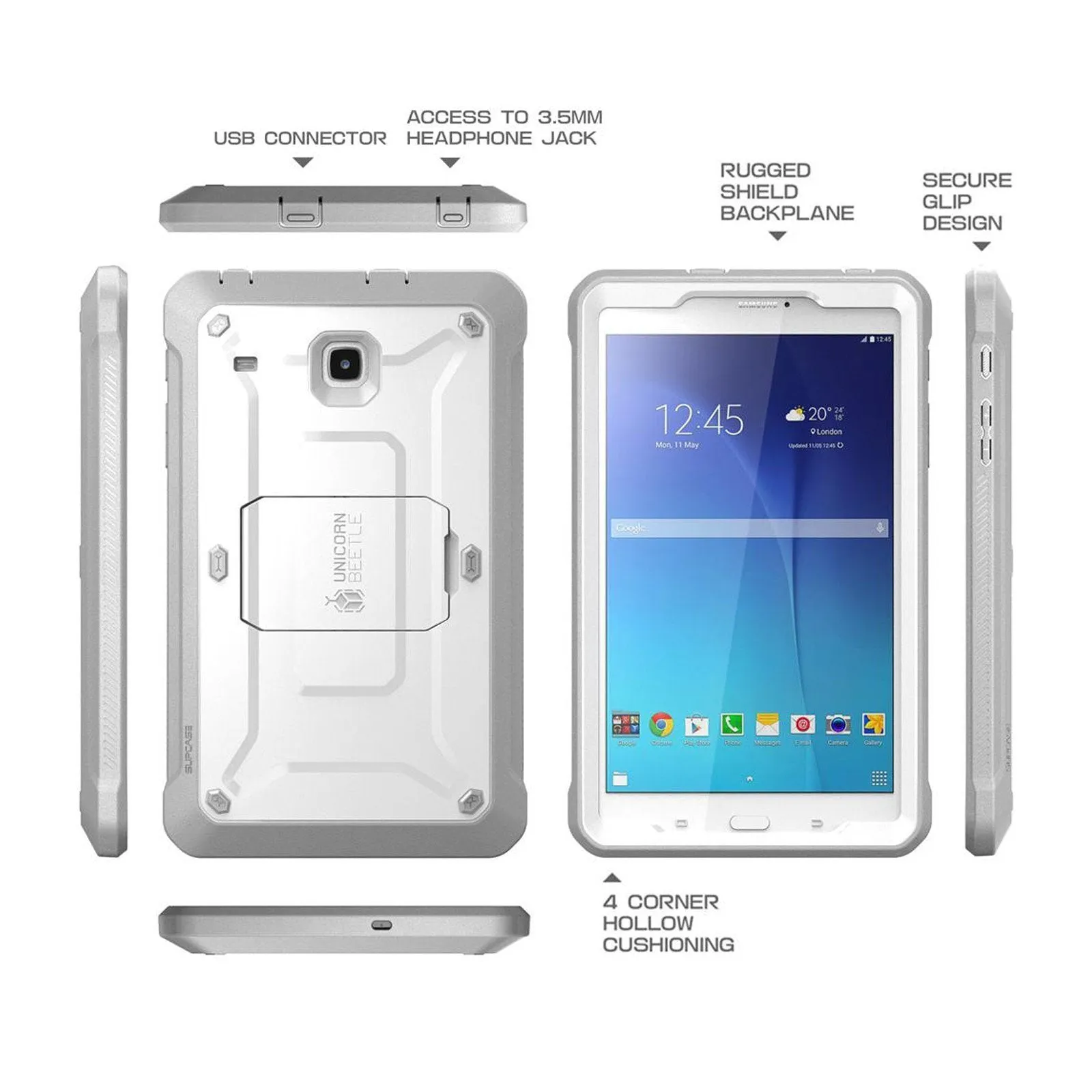 Galaxy Tab E 8.0 inch (2016) Unicorn Beetle Pro Rugged Case with Built-in Screen Protector-White