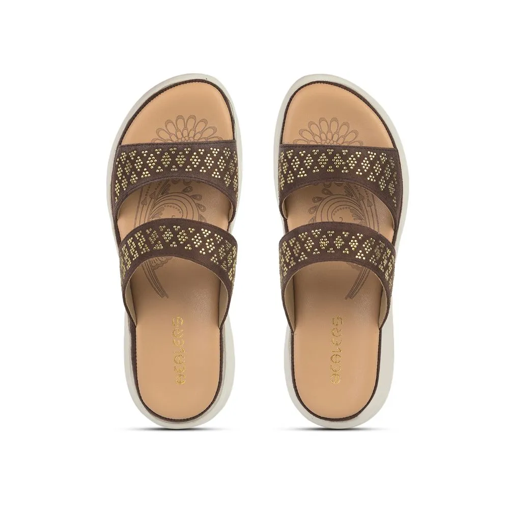 Healers Casual Brown Slippers For Women SMT-2 By Liberty