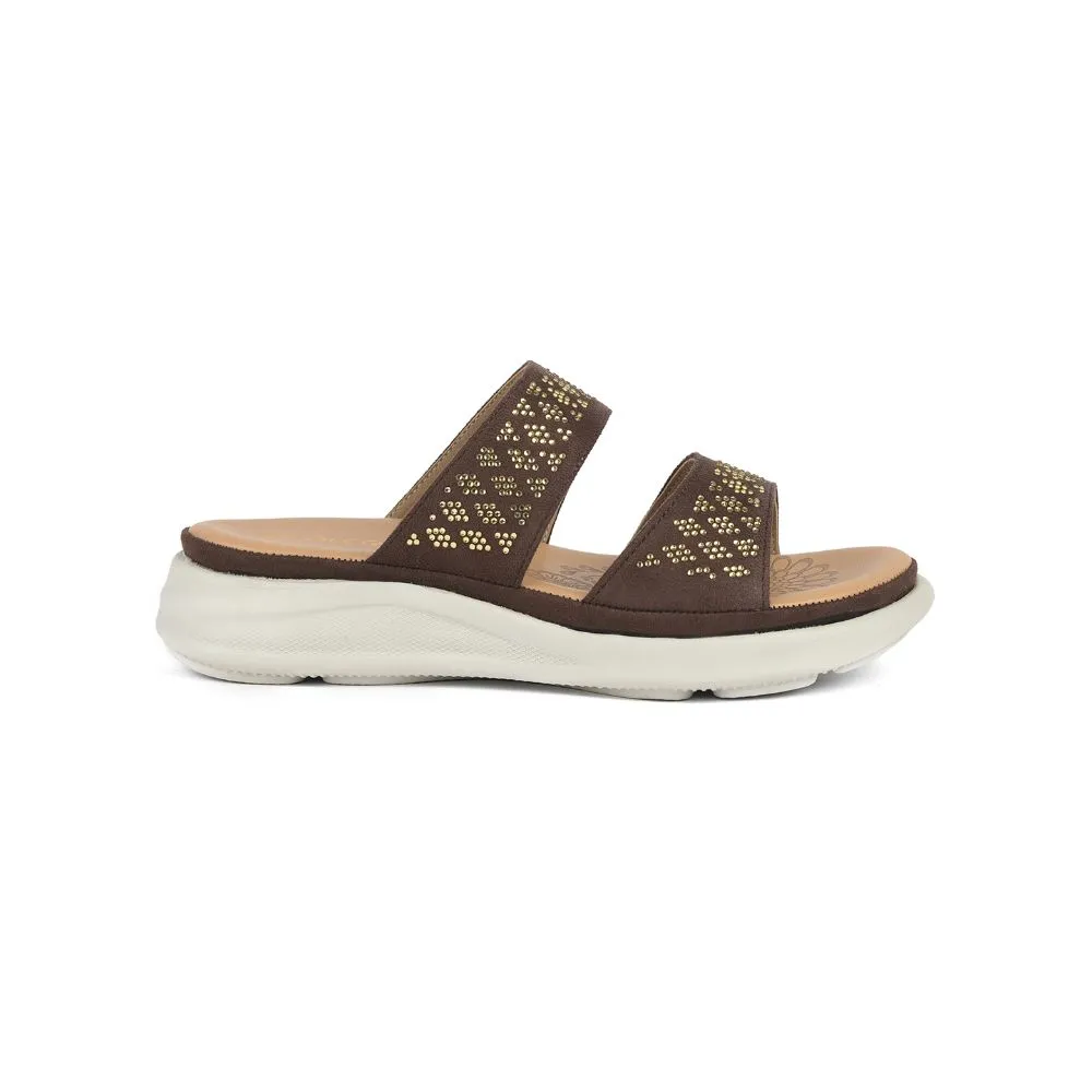 Healers Casual Brown Slippers For Women SMT-2 By Liberty