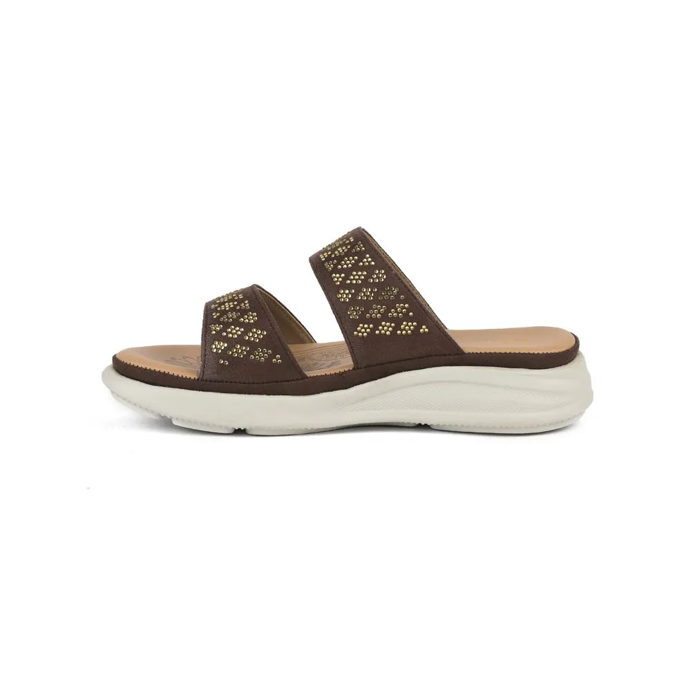 Healers Casual Brown Slippers For Women SMT-2 By Liberty