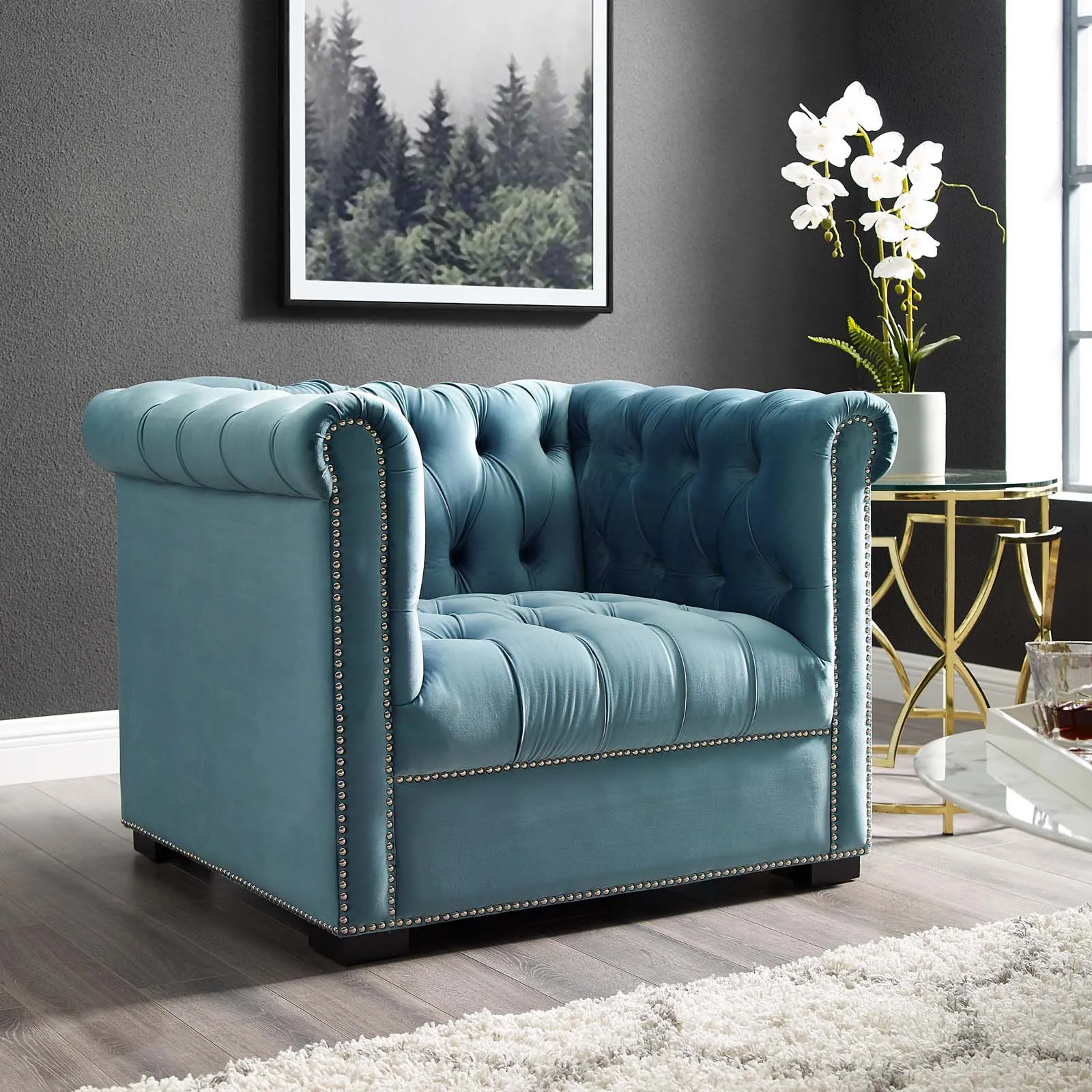 Heritage Upholstered Velvet Armchair