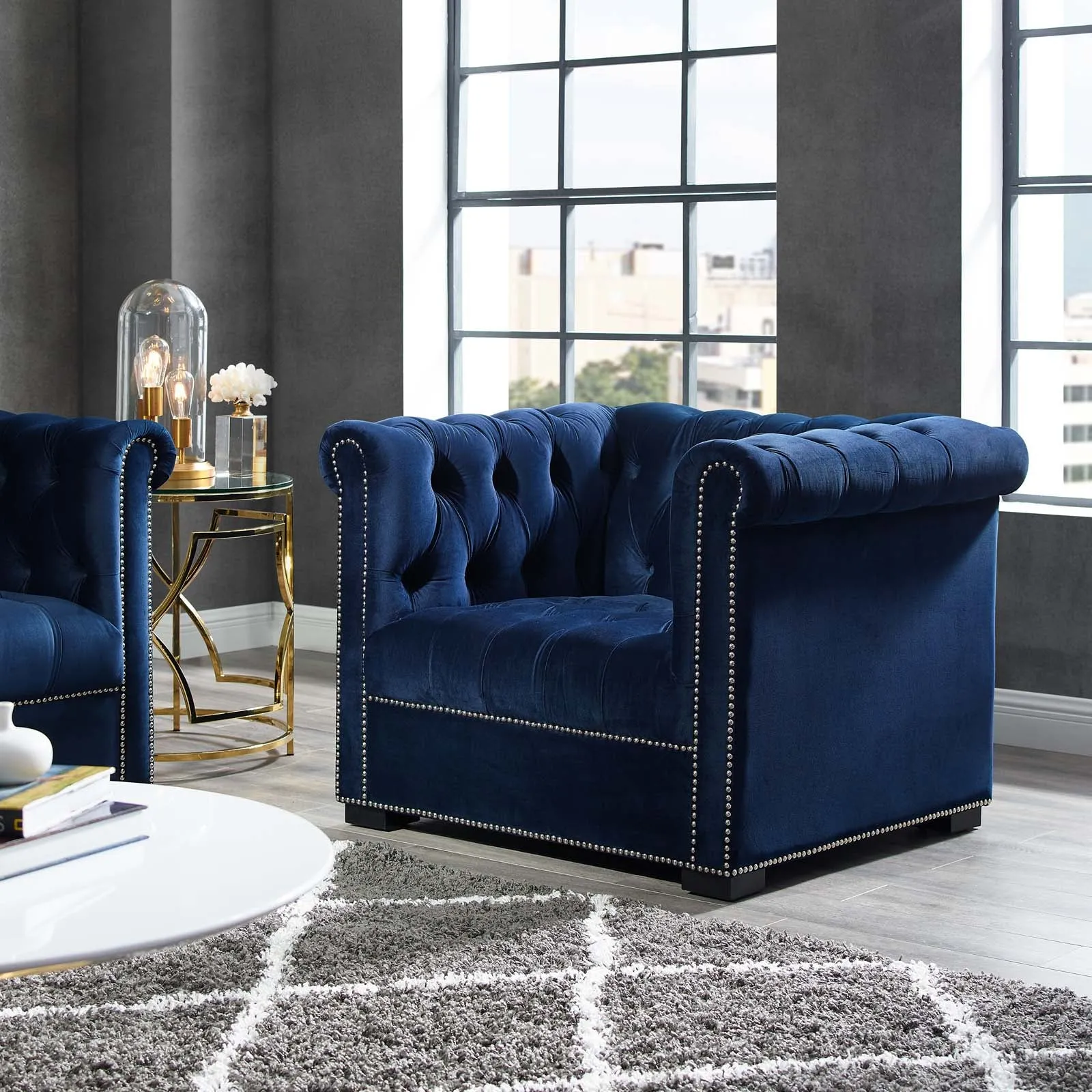Heritage Upholstered Velvet Armchair
