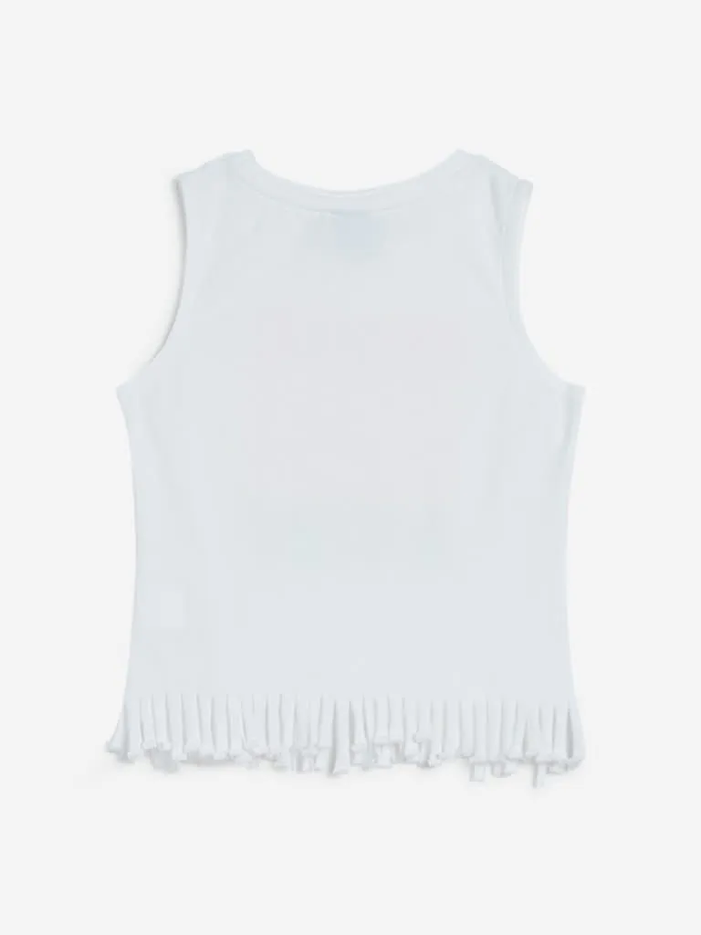 HOP Kids White Text Patterned Top