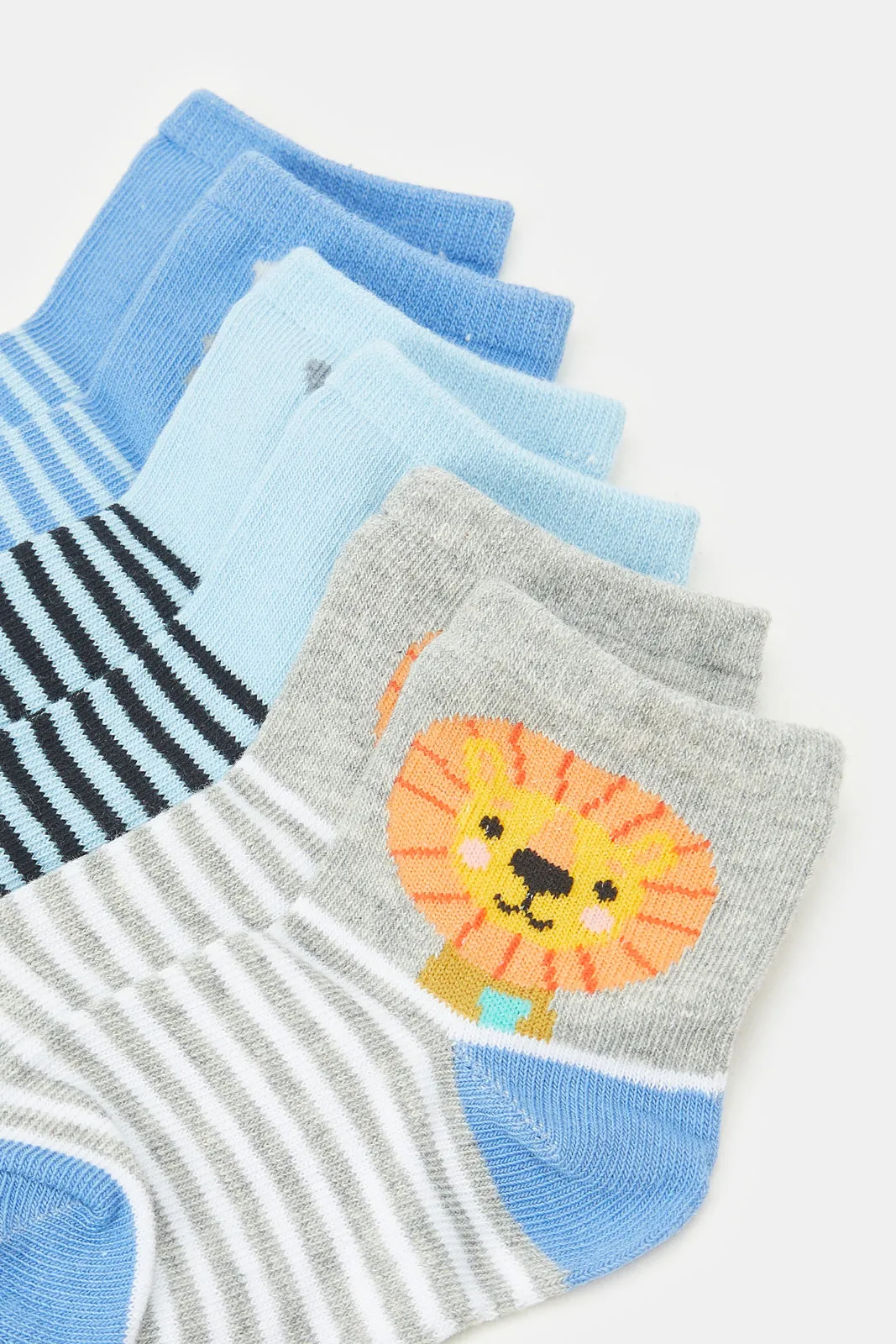 Infant Boys Animal Striped Socks (3 Pairs)