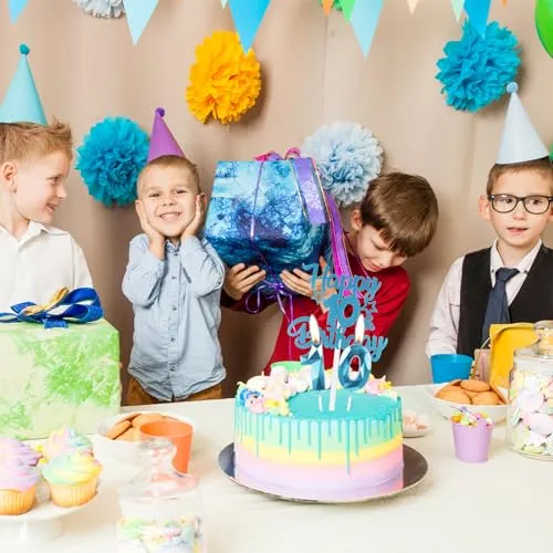 iNINGER 19th Happy Birthday Candles Cake Toppers,Blue Number 19 Candle for Cake,Cake Candles for 19th Birthday Decorations,Star Cake Toppers for Boys Girls Birthday Party 19th Wedding Anniversary