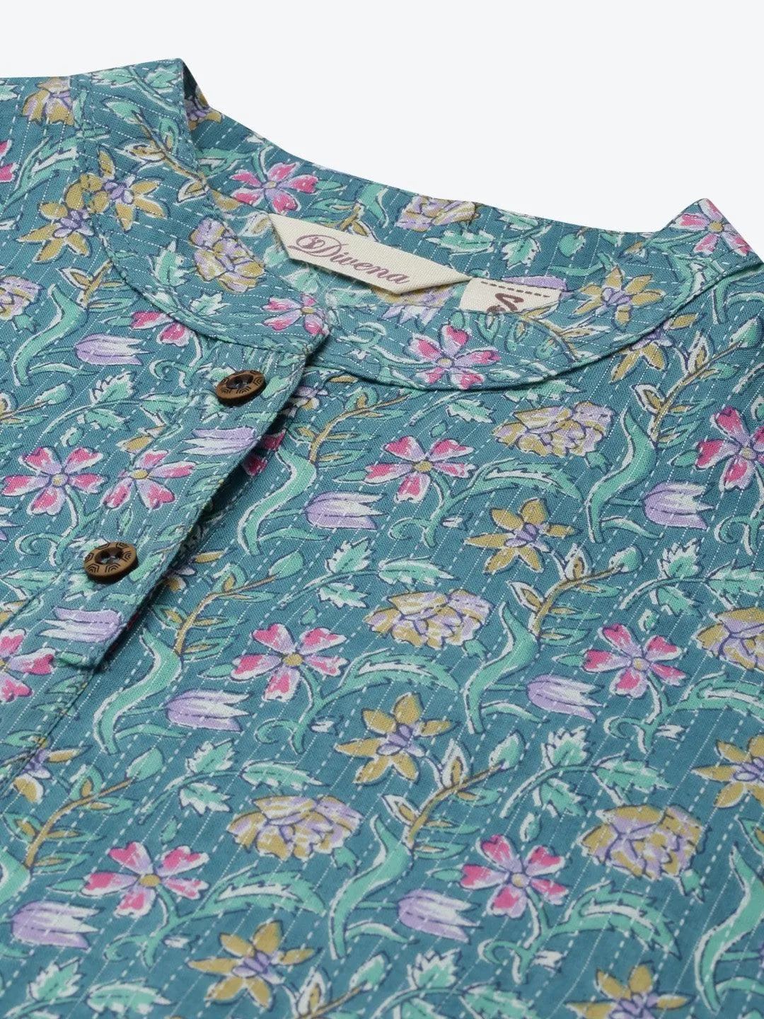 Jashvi Sea Green Cotton Straight Kurta