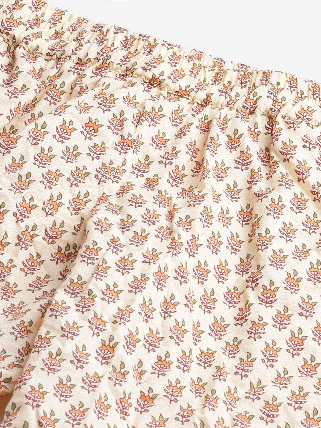 Jashvi  Yellow Buti Print Cotton Nightwear