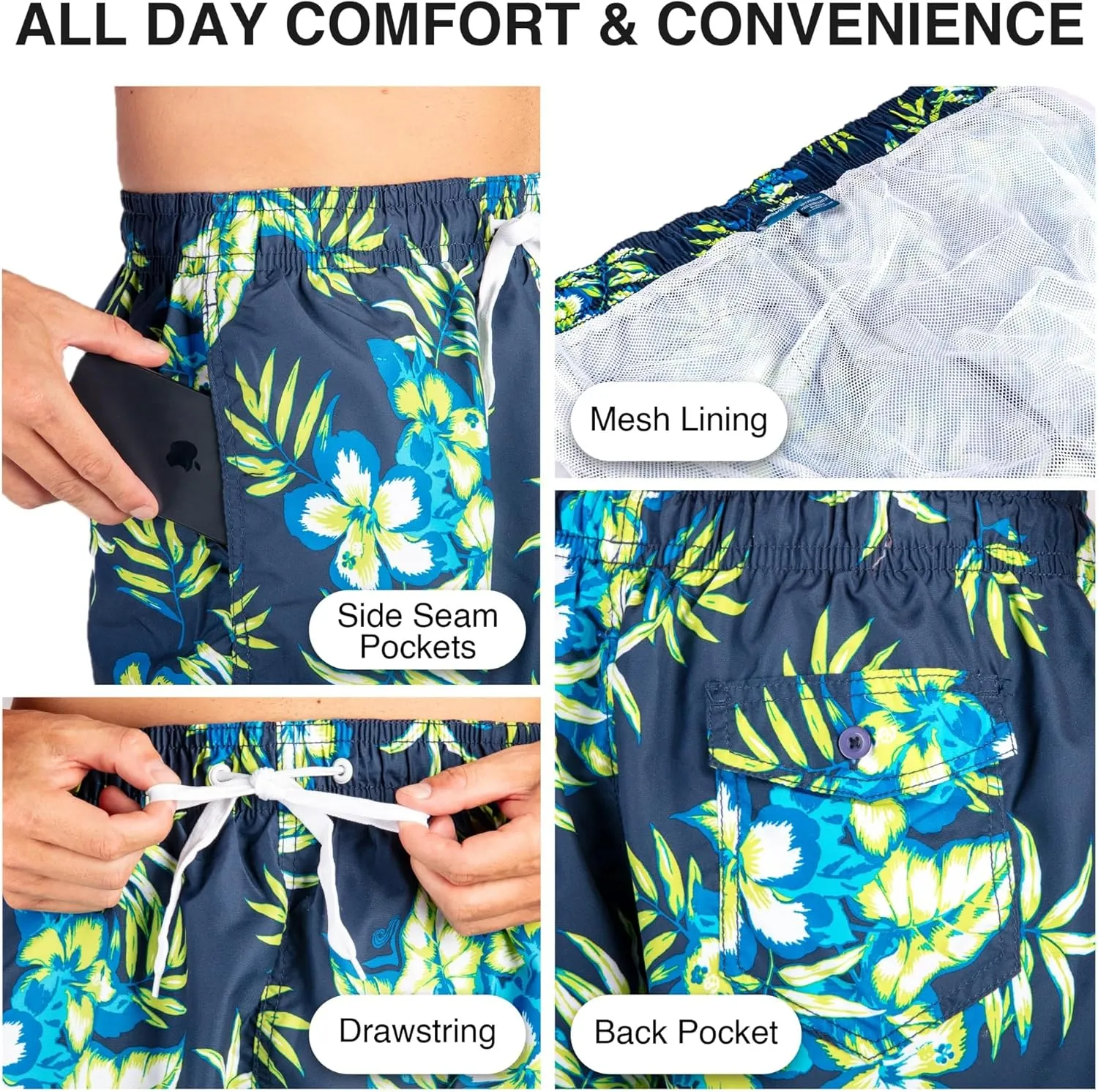 Kanu Surf Men's Monaco Swim Trunks (Regular & Extended Sizes)