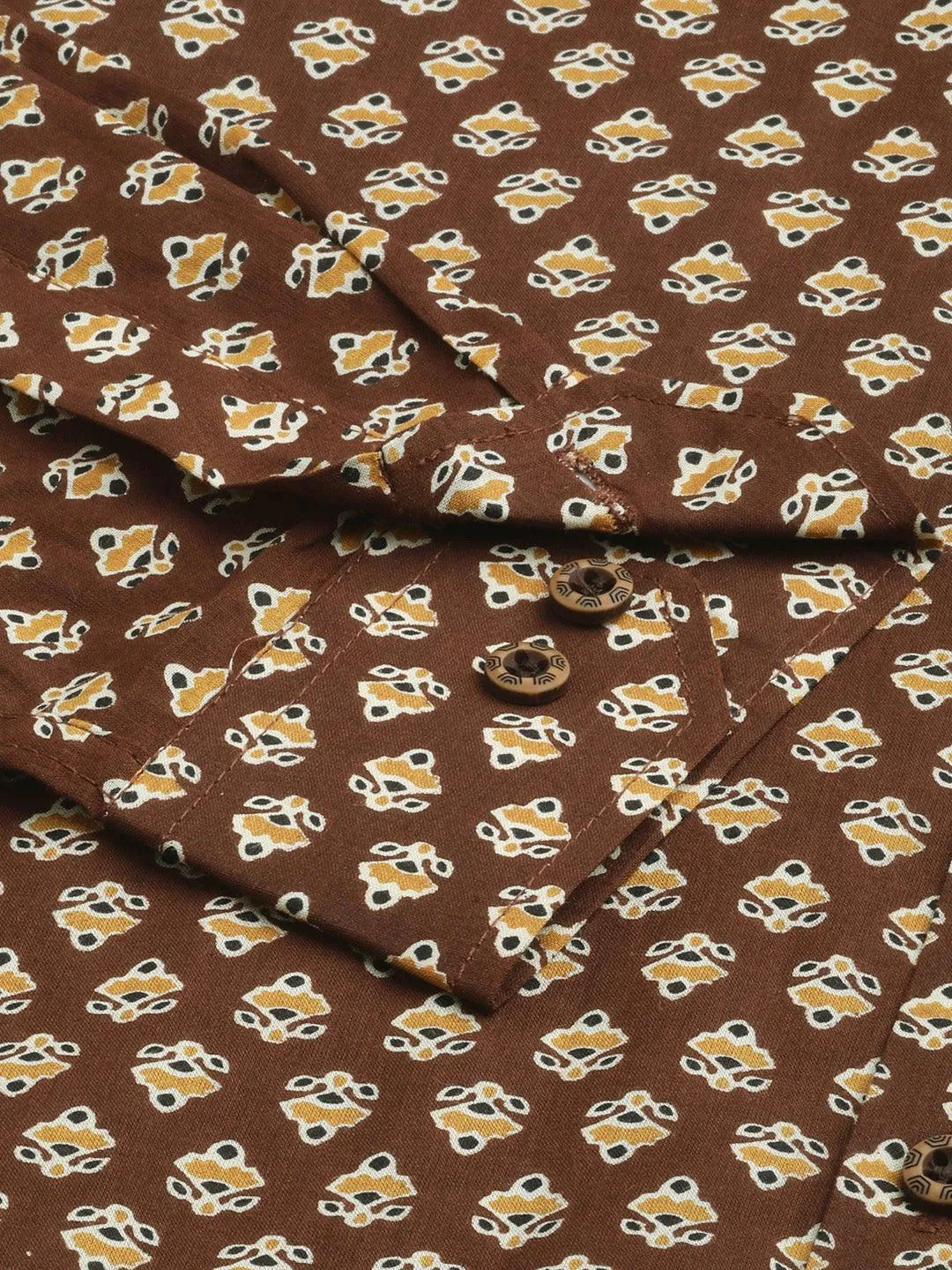 Millennial Men Brown & Mustard Cotton  Full Sleeve  Shirt for Men-MMF0266