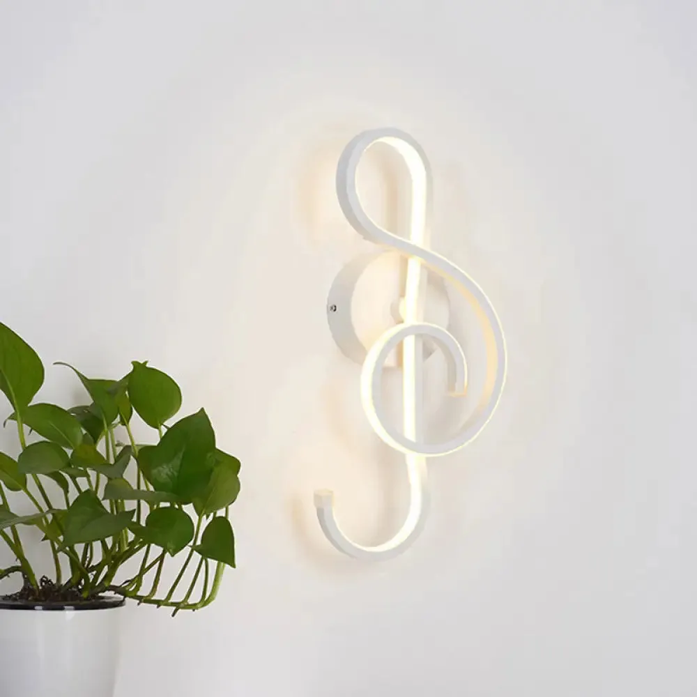 Modern Musical Note Sconce Wall Lamp for Adult Bedrooms - Creative Black/White Metal Design