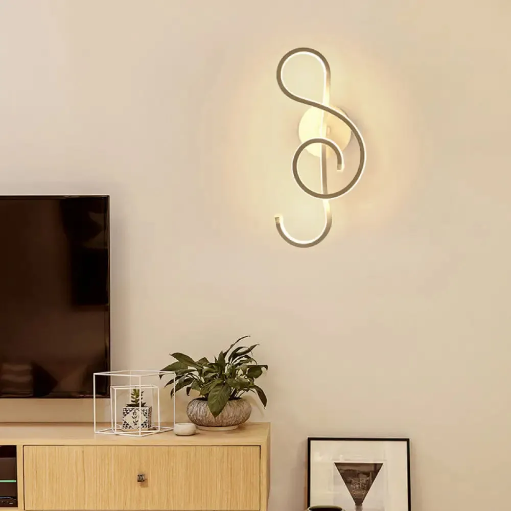 Modern Musical Note Sconce Wall Lamp for Adult Bedrooms - Creative Black/White Metal Design