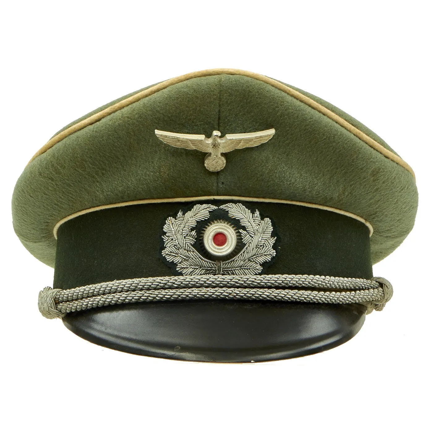 Original German WWII Army Heer Infantry Officer Schirmmütze Visor Cap by EREL - Double Marked