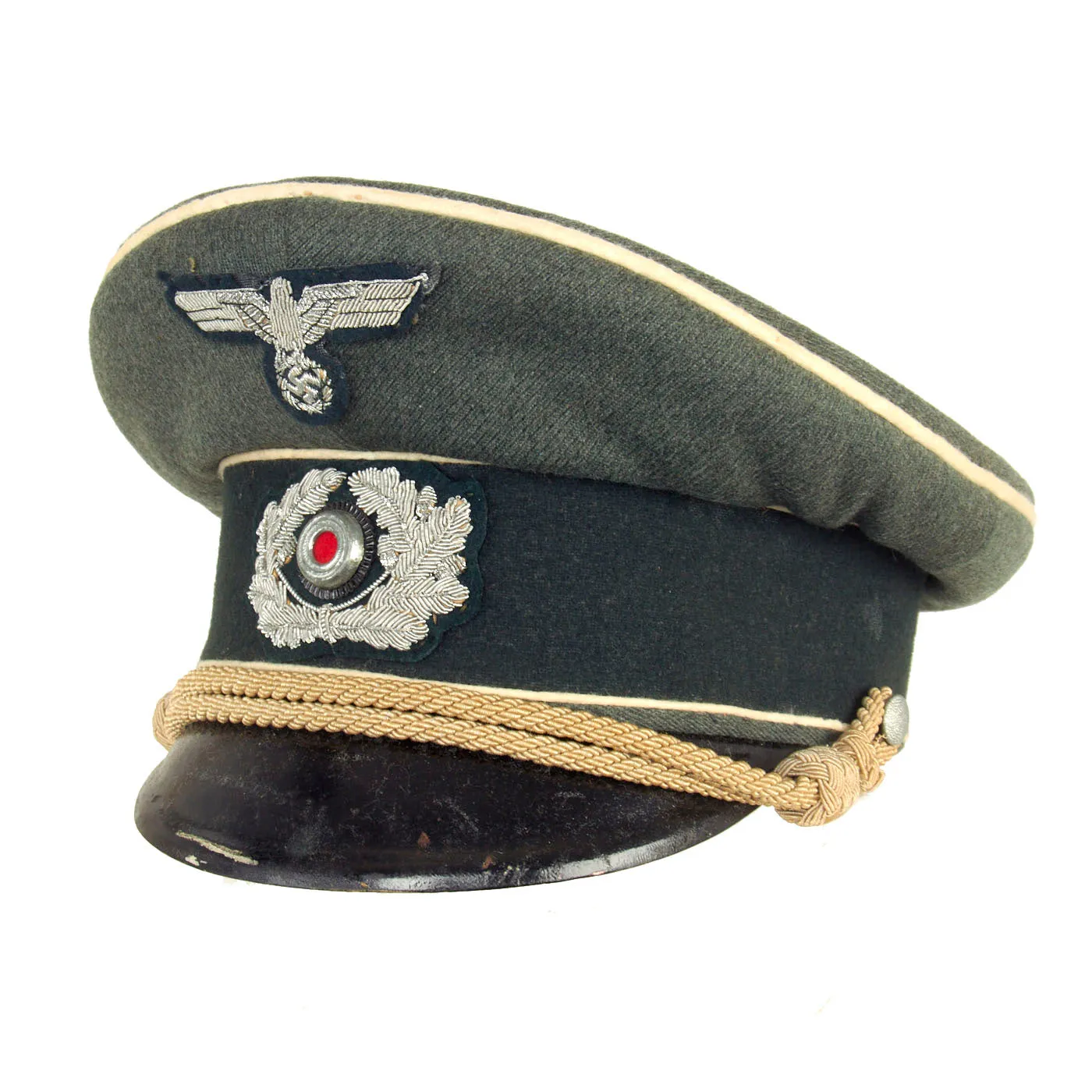 Original German WWII Army Heer Infantry Officer Schirmmütze Visor Cap - Size 57