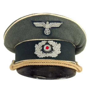 Original German WWII Army Heer Infantry Officer Schirmmütze Visor Cap - Size 57