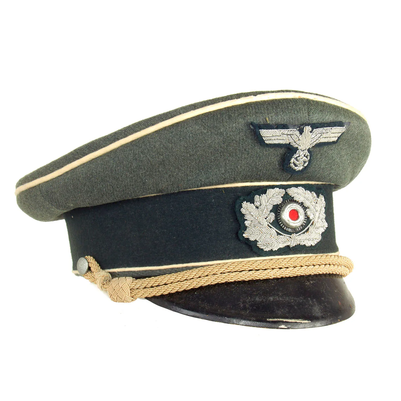 Original German WWII Army Heer Infantry Officer Schirmmütze Visor Cap - Size 57