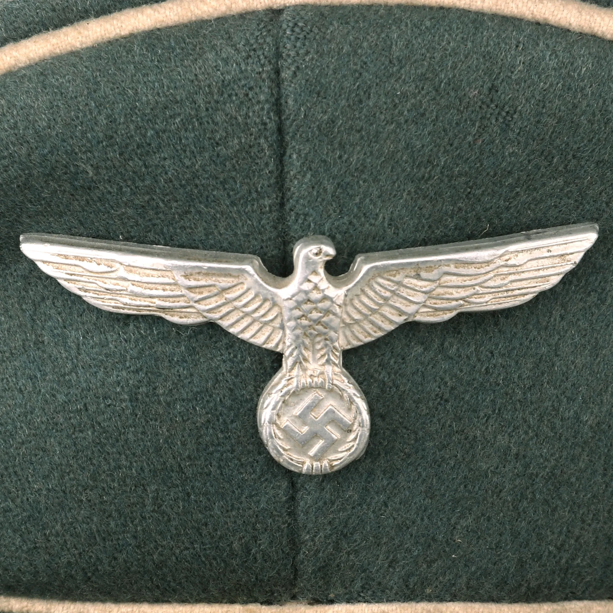 Original German WWII Army Heer Infantry Officers Schirmmütze Visor Crush Cap by Flite - Damaged Chinstrap