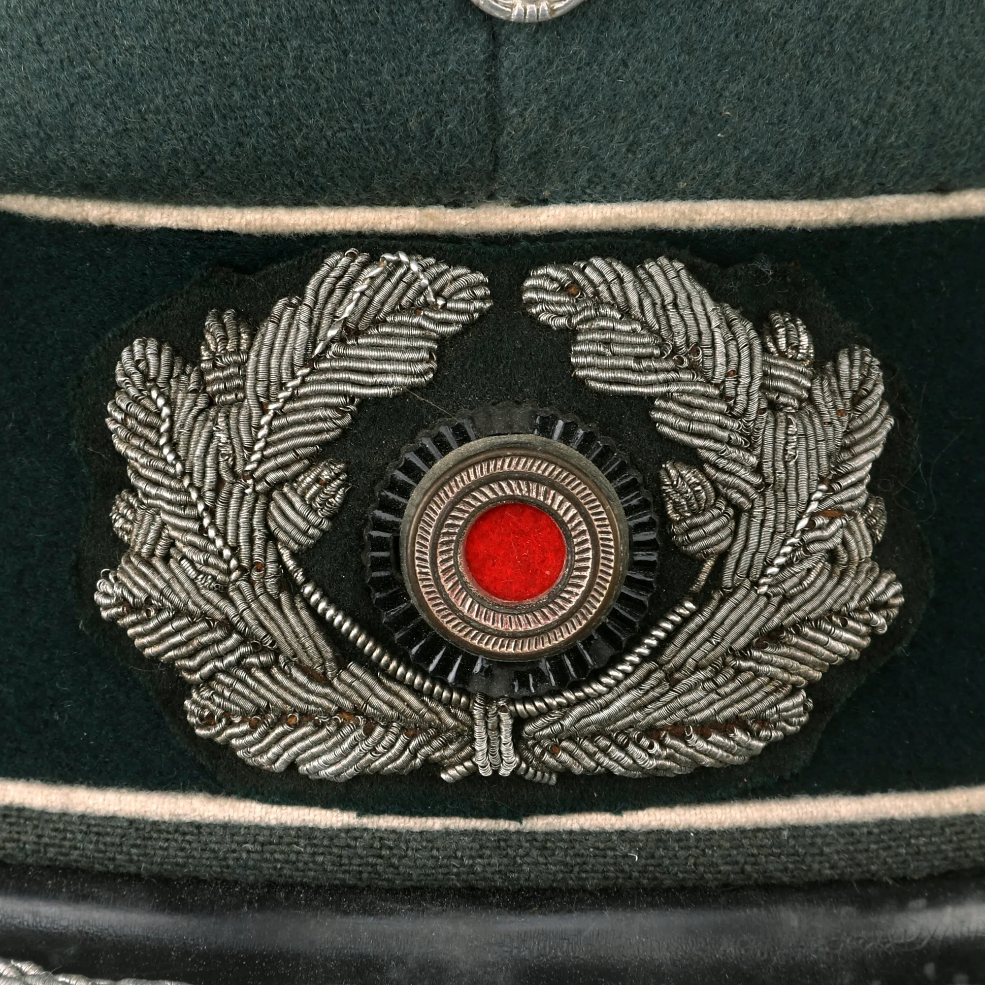Original German WWII Army Heer Infantry Officers Schirmmütze Visor Crush Cap by Flite - Damaged Chinstrap