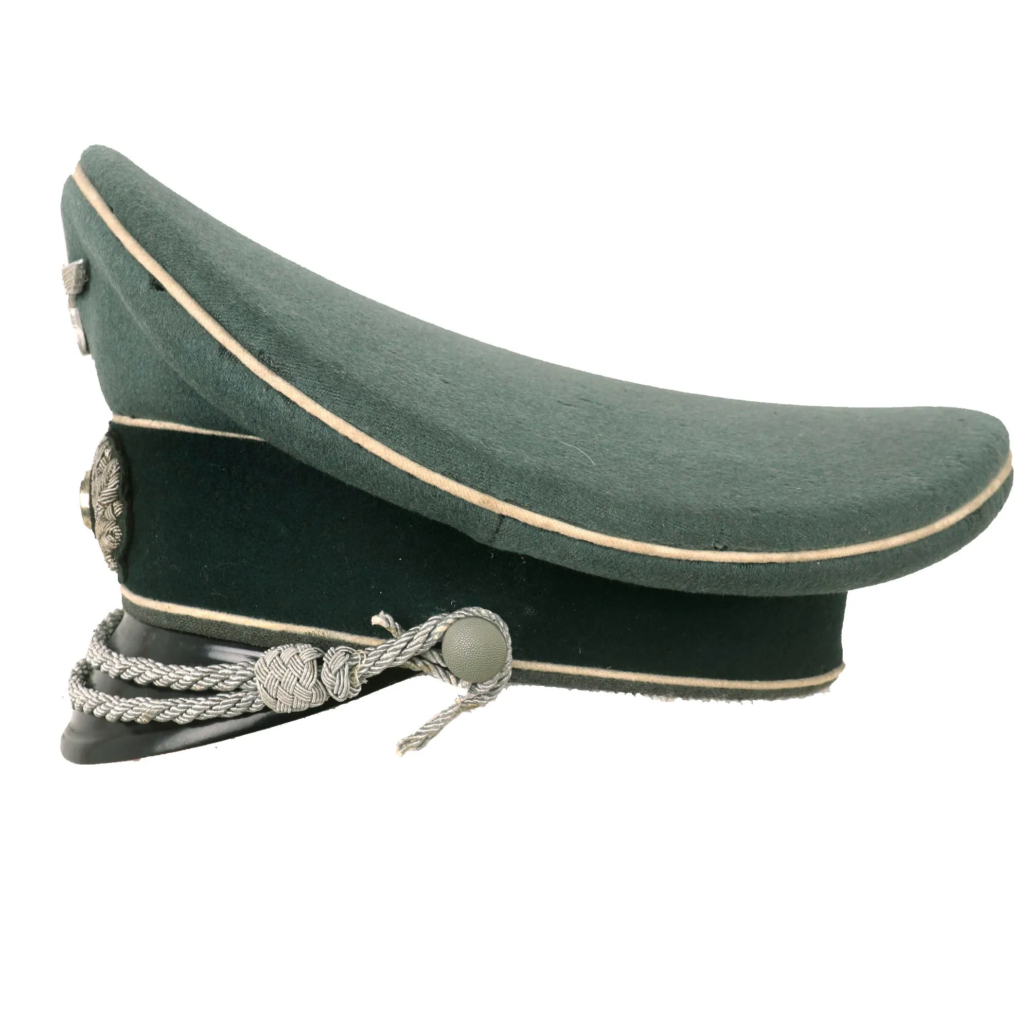Original German WWII Army Heer Infantry Officers Schirmmütze Visor Crush Cap by Flite - Damaged Chinstrap