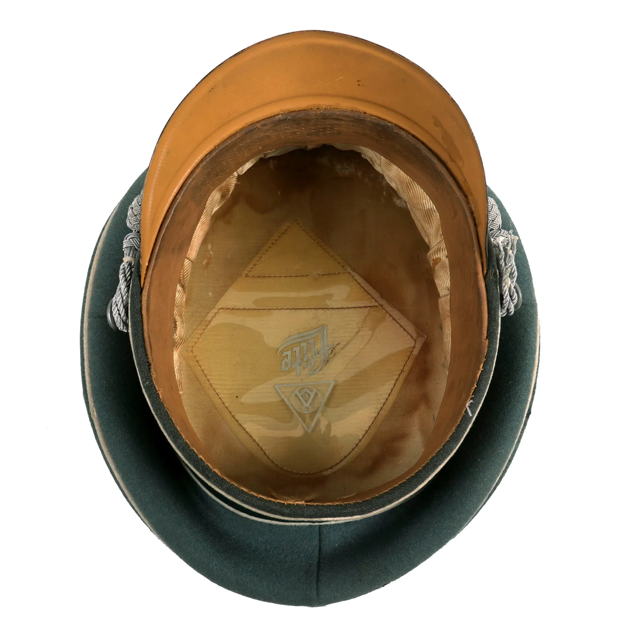 Original German WWII Army Heer Infantry Officers Schirmmütze Visor Crush Cap by Flite - Damaged Chinstrap